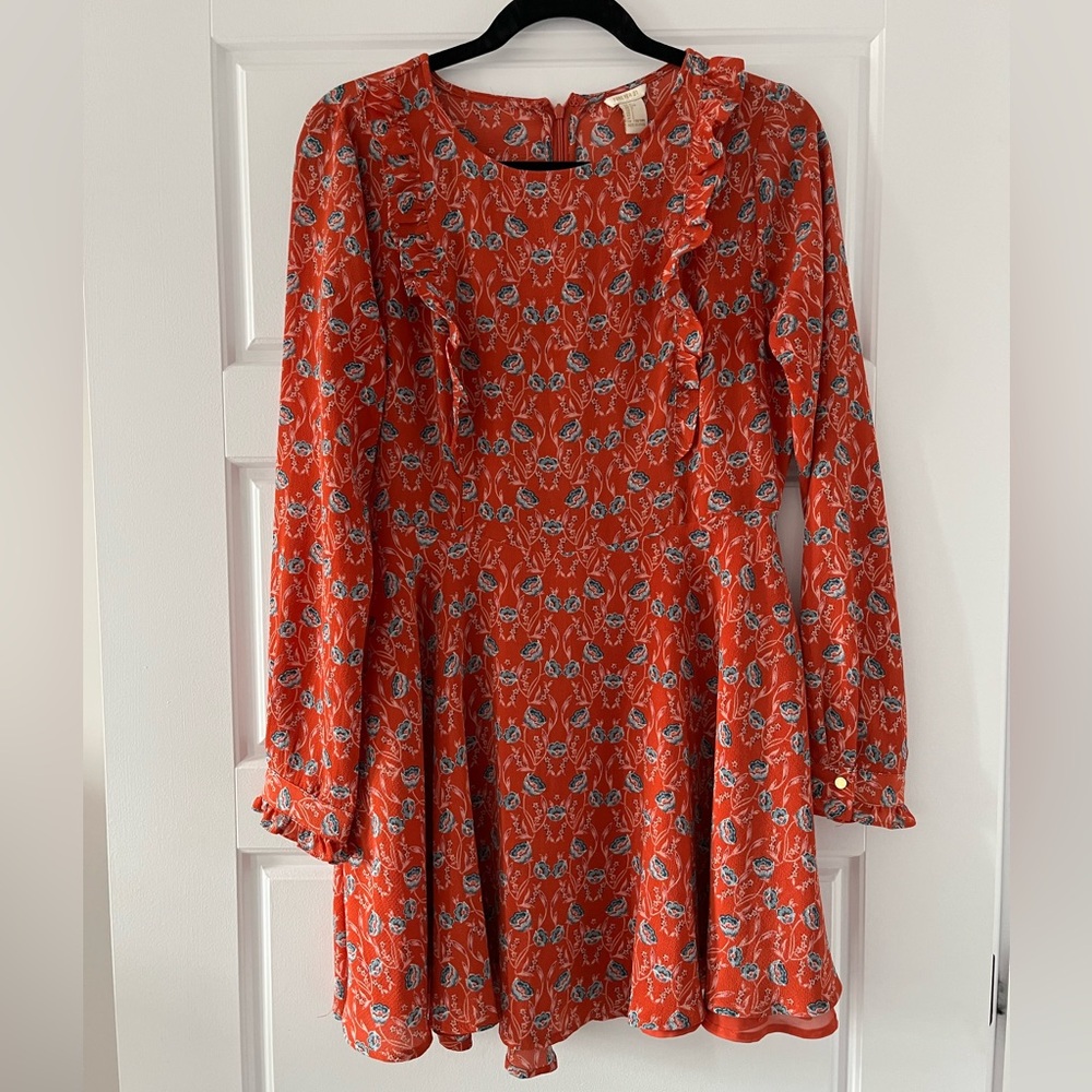 Red/Orange Floral Long-Sleeve Dress - Picture 2 of 8